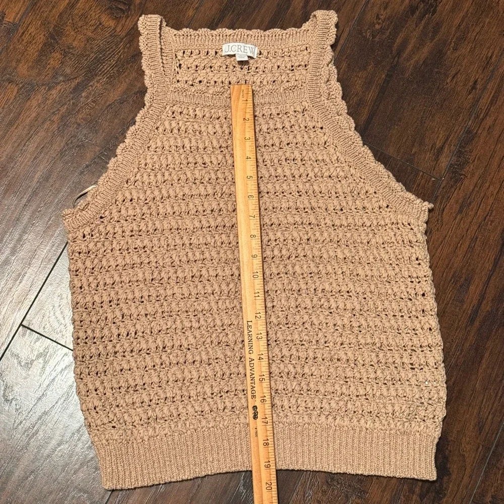 J. Crew Montauk Crochet Tank Top ‎ Women's XL Dark Basket Stitch Beige Beach